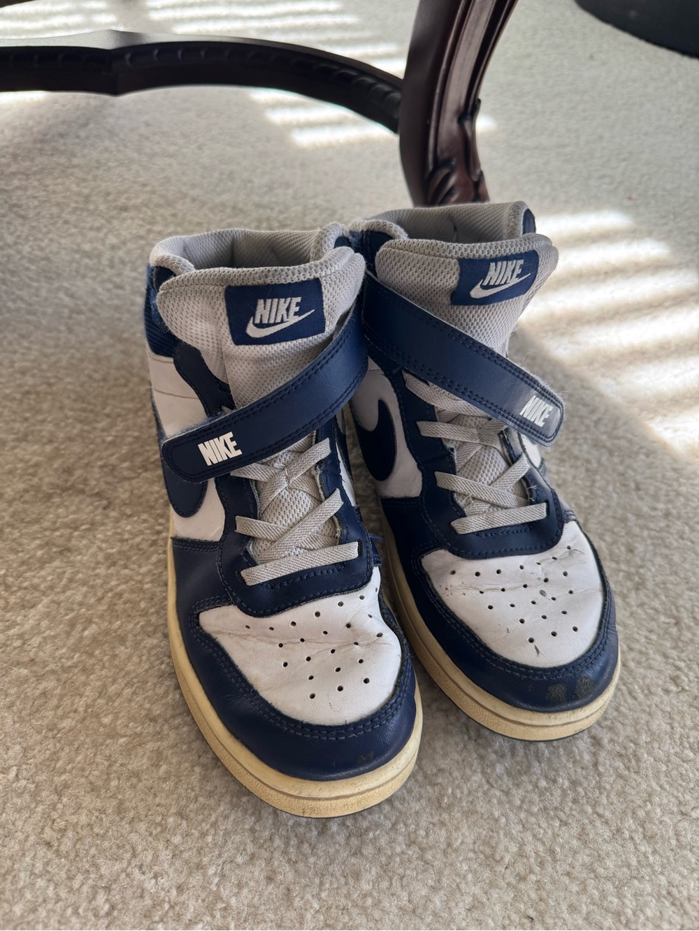 Nike Kids High-Top Sneakers in Navy and White